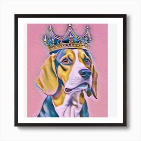 Beagle Dog With Crown Art Print