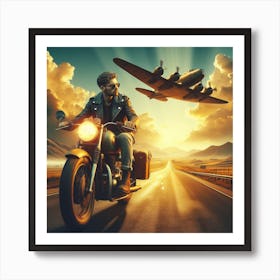 Man On A Motorcycle 4 Art Print