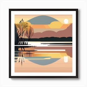 Sunset By The Lake Art Print