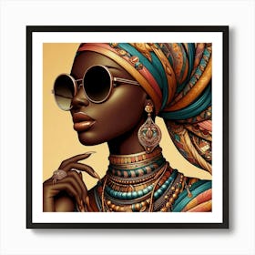 African Woman In Sunglasses 13 Art Print