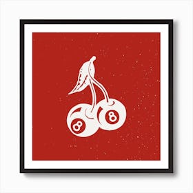 8 Ball Cherry Red Square Art Print