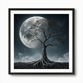 Full Moon Tree 1 Art Print