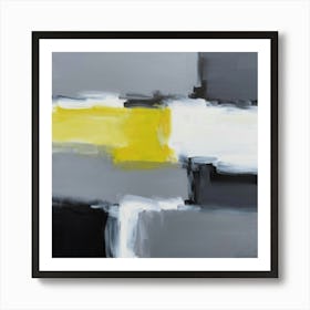 Black Yellow And Grey Abstract Painting Paintin (1) Affiche