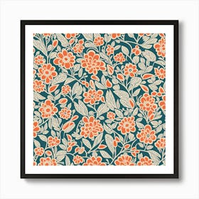 Mid Century inspired modern Seamless floral Pattern, 260 Art Print