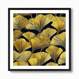 Gold Ginkgo Leaves Art Print