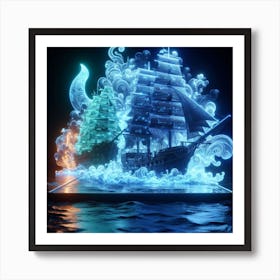 Luminous sailboats amid thick smoke 1 Poster