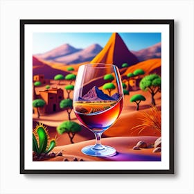 Wine Glass In Desert 7 Art Print