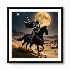 Knight On Horseback In The Desert 1 Art Print