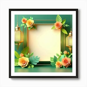 Ramadan Frame With Flowers Art Print