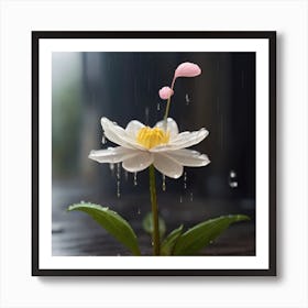 Lotus Flower In The Rain 2 Art Print