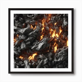 Black And Orange Fire Art Print