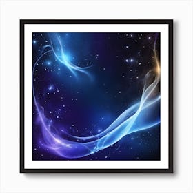 A Blue And Black Background With Stars And Smoke Magical Background Abstract Blue Lighting Particle #1 Art Print