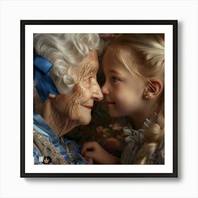 Little Girl And Her Grandmother Art Print
