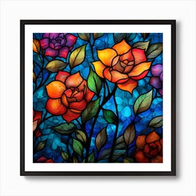 Stained Glass Roses 2 Art Print