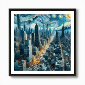 Starry Night Cityscape Art Print