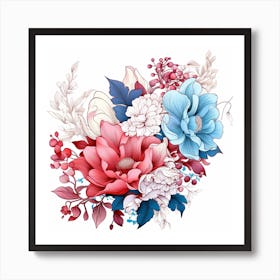 Flowers On A White Background Art Print