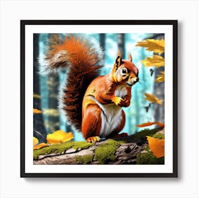 Squirrel In Forest Ultra Hd Realistic Vivid Colors Highly Detailed Uhd Drawing Pen And Ink Pe (44) Art Print