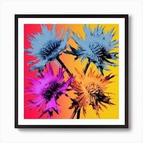 Andy Warhol Style Pop Art Flowers Cornflower 4 Square Art Print