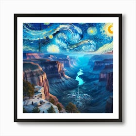 Van Gogh Painted A Starry Night Over The Grand Canyon 2 Art Print