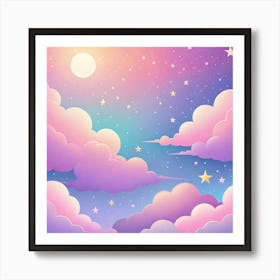 Sky With Twinkling Stars In Pastel Colors Square Composition 203 Art Print
