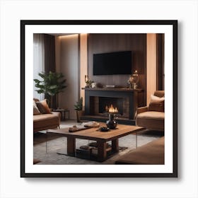 Modern Living Room design (brown color) Art Print