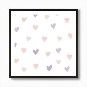 Soft pastel hearts Art Print