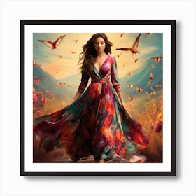 Girl In A Dress Art Print