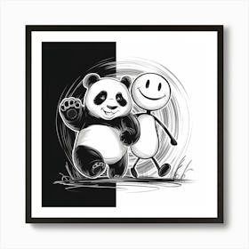 Panda Bear And Smiley Art Print