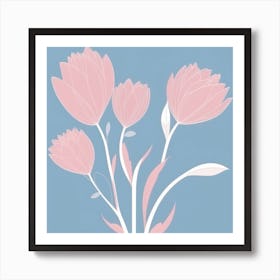 A White And Pink Flower In Minimalist Style Square Composition 62 Art Print