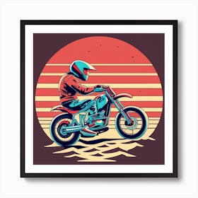 Sunset vintage motorbike Art Print