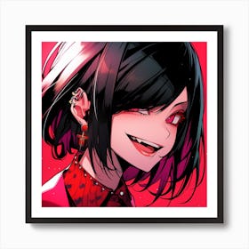 Anime Girl With Black Hair 3 Art Print