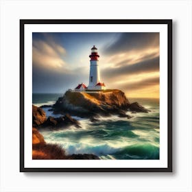 Lighthouse At Sunset 11 Art Print