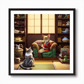 Asian Cats Art Print