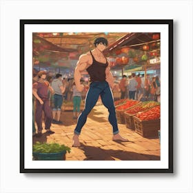 Man In A Market Art Print