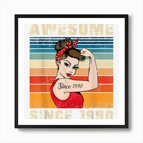 33 Year Old Awesome Since 1990 33rd Birthday Gifts Women 1 Art Print