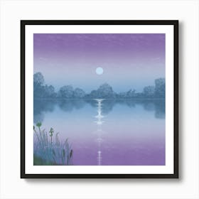 Moonlight Over The Lake Art Print