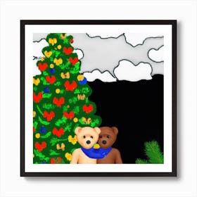 Gay Christmas Teddy Bears 002 1 Art Print