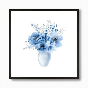 Watercolor Blue Floral 24 Art Print