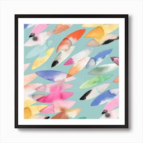 Surf Abstract Colorful Teal Square Art Print