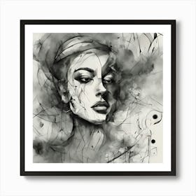 Abstract Woman In Black And White Art Print