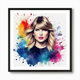 Taylor Swift watercolour colour portrait Poster