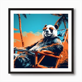 Panda On Holiday Pop Art Style Art Print