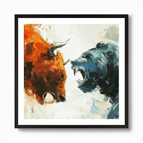 Bull And Bear Fighting Art Print