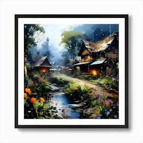 Village In The Forest 1 Art Print