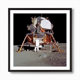 Astronaut Edwin E Aldrin Jr, Lunar Module (Lm), Pilot Descends From The Lm Art Print