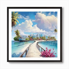 Pier In The Sea Art Print