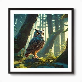 Owl In The Forest 227 Art Print