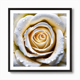 White Rose With Water Droplets 6 Art Print