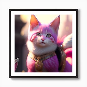 Pink Cat Art Print