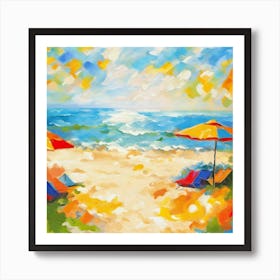 Beach Chairs And Umbrellas Art Print